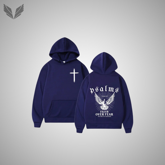 Verdano - Psalms Faith Over Fear - Hoodie (Blauw)